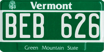 VT license plate BEB626