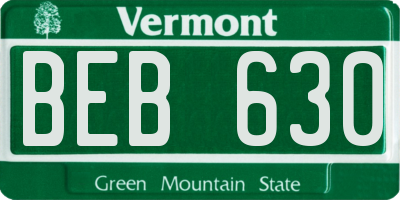 VT license plate BEB630
