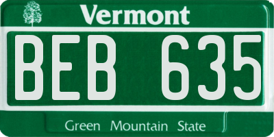 VT license plate BEB635
