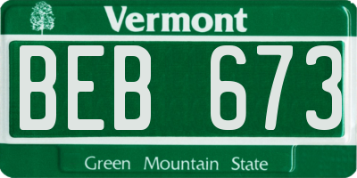 VT license plate BEB673