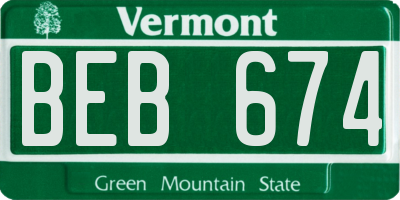 VT license plate BEB674