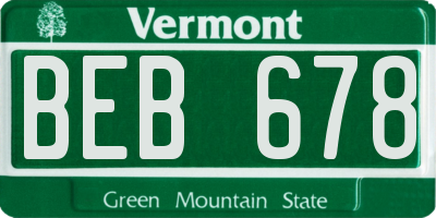 VT license plate BEB678
