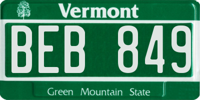 VT license plate BEB849