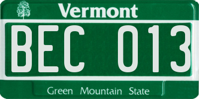 VT license plate BEC013