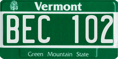 VT license plate BEC102
