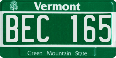 VT license plate BEC165