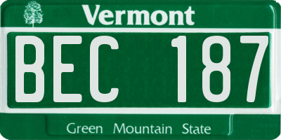 VT license plate BEC187