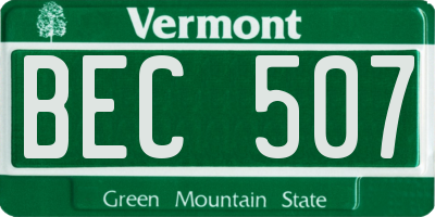 VT license plate BEC507