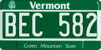 VT license plate BEC582