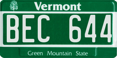 VT license plate BEC644