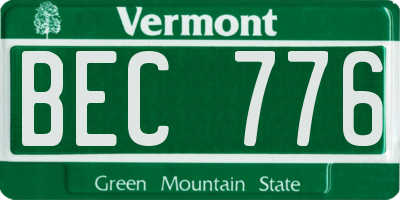 VT license plate BEC776