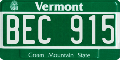 VT license plate BEC915