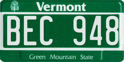 VT license plate BEC948