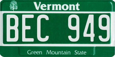 VT license plate BEC949
