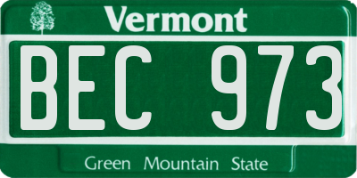 VT license plate BEC973