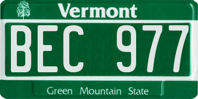 VT license plate BEC977