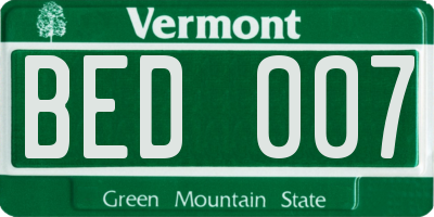 VT license plate BED007