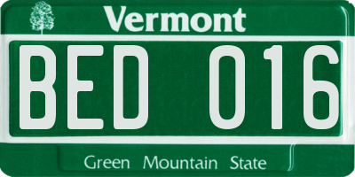 VT license plate BED016