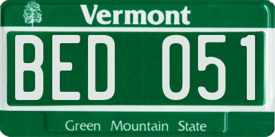 VT license plate BED051