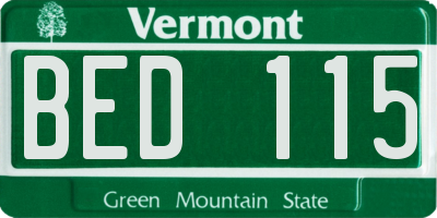 VT license plate BED115