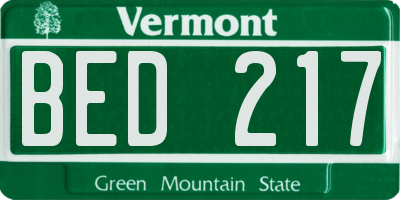 VT license plate BED217