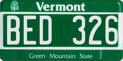 VT license plate BED326