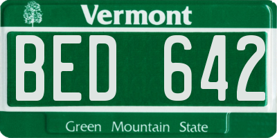 VT license plate BED642