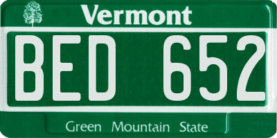 VT license plate BED652