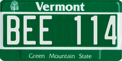 VT license plate BEE114