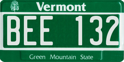 VT license plate BEE132