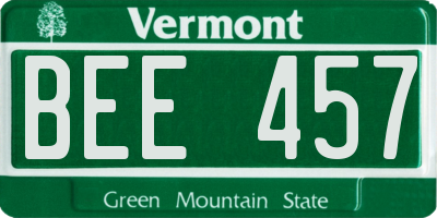 VT license plate BEE457