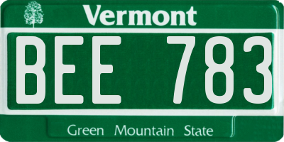VT license plate BEE783