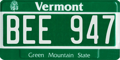 VT license plate BEE947