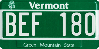 VT license plate BEF180