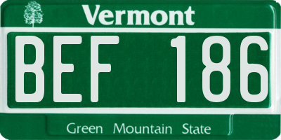 VT license plate BEF186
