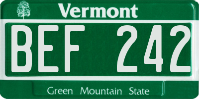 VT license plate BEF242
