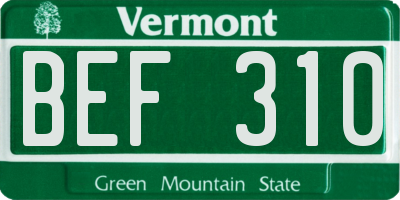 VT license plate BEF310