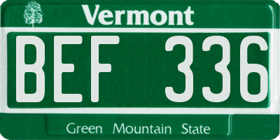 VT license plate BEF336