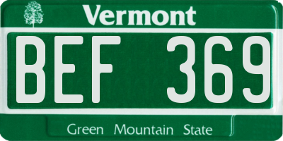 VT license plate BEF369