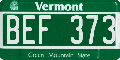VT license plate BEF373