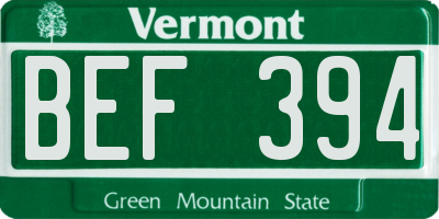 VT license plate BEF394