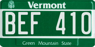 VT license plate BEF410