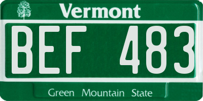 VT license plate BEF483