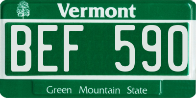 VT license plate BEF590