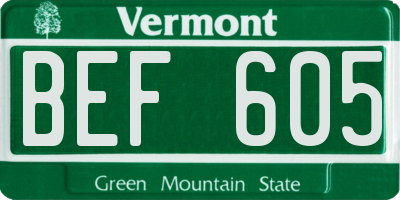 VT license plate BEF605