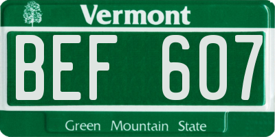 VT license plate BEF607