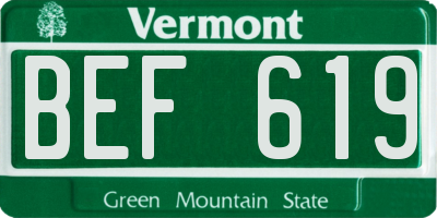 VT license plate BEF619