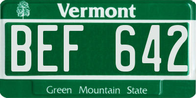 VT license plate BEF642