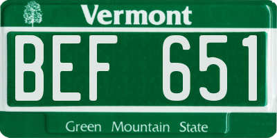 VT license plate BEF651