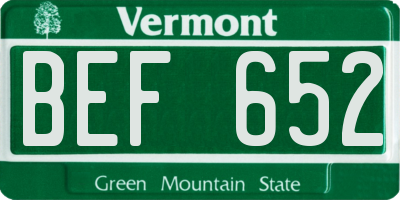 VT license plate BEF652